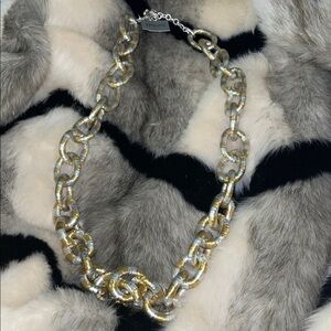 Chico's Gold & Silver Wrapped Link Necklace